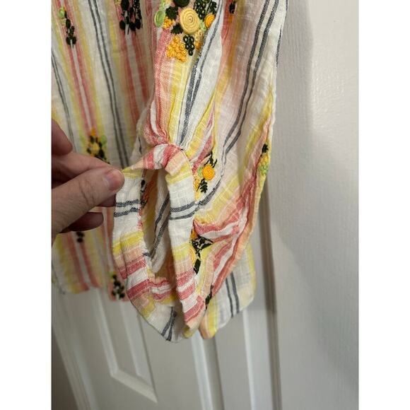 IVY JANE Popping With Flowers Popover Tunic Embroidered Striped Boho - Sz XS - Picture 7 of 7